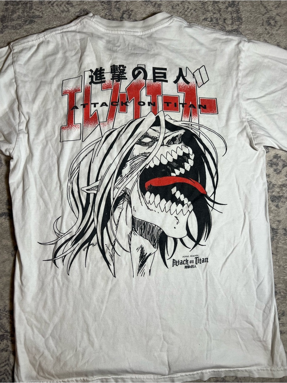Attack on Titan Graphic Tee - White with Red & Black Print